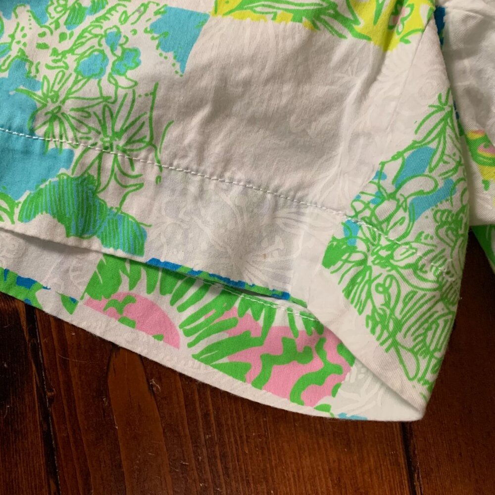 Lilly Pulitzer The Callahan Women's 0 Patchwork 100% Cotton Lioness Shorts GUC - Picture 16 of 16